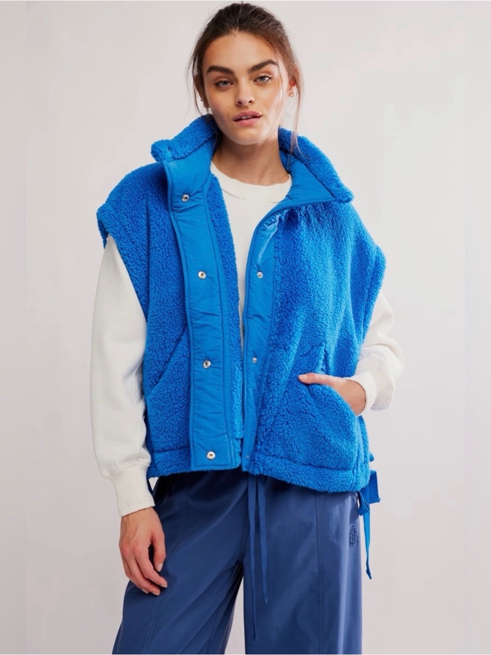 Free People Movement Women's Scout It Out Fleece Vest Light Colbalt FLAW* Large